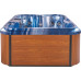 Bañera de hidromasaje LED de acrílico azul madera clara 180 x 215 cm 