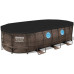  Bestway Piscina Desmontable Tubular Power Steel Oval Diseño Ratán 549x274x122 cm con Depuradora Cartucho 5.678 L/H con Cobertor y Escalera 