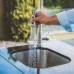 Cocina de exterior de gas XXL con nevera doble y lavabo, acero inoxidable 