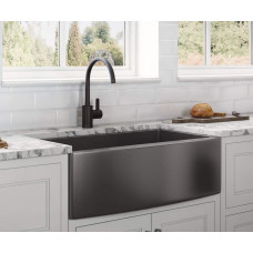 Ruvati - Fregadero de cocina con delantal, acero inoxidable mate, color negro 