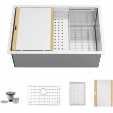  Torva - Fregadero de cocina de acero inoxidable de calibre 16 para fregadero de cocina de 22,86 cm de profundidad 