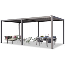 Pergola 3x6 m Postes de Aluminio con Techo de Lamas de Acero 