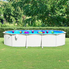 Piscinas con pared de acero ovalada, 610 x 360 x 120 cm 