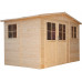TIMBELA M334F+M334G Cobertizo de Madera para jardín- Puerta con Cerradura Suelo TRATADO - A226x324x216cm-6m2 Cobertizo de Madera Natural