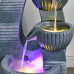  XQKQ Humidificador Creativo, Fuente de Agua de sobremesa Fuente de Agua de sobremesa para Interiores/Exteriores 4 Cuencos escalonados Fuente de Agua de Cascada para Mesa Escritor 